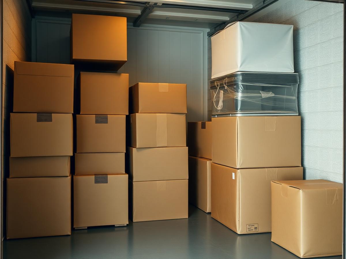 Caixas de mudança organizadas em box